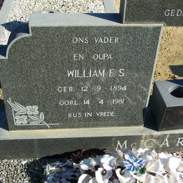 McCARTHY William F.S. 1894-1981 &amp; Anna J. 1897-1971