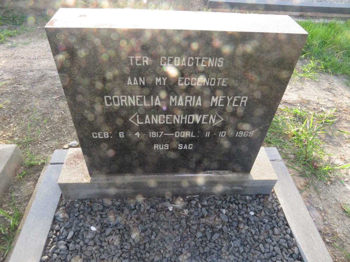 MEYER Cornelia Maria nee LANGENHOVEN 1917-1969