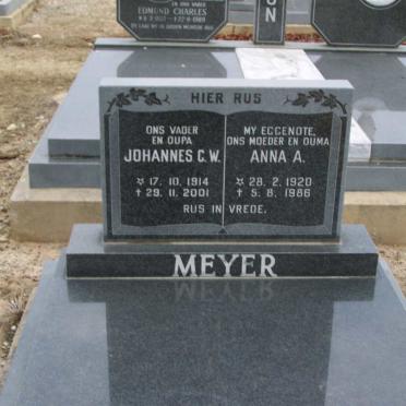 MEYER Johannes C.W. 1914-2001 &amp; Anna A. 1920-1986