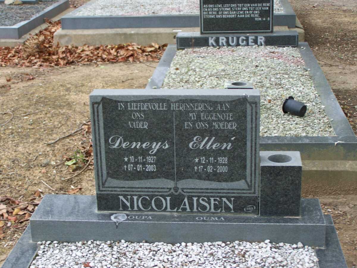NICOLAISEN Deneys 1927-2003 &amp; Ellen 1928-2000
