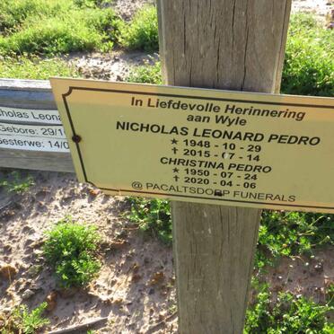 PEDRO Nicholas Leonard 1948-2015 & Christina 1950-2020