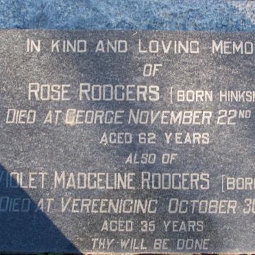RODGERS Violet Madgeline nee LUYT -1918 :: RODGERS Rose nee HINKSMAN -1965