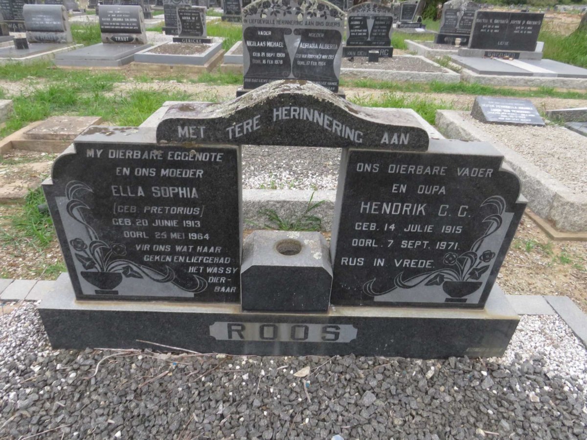 ROOS Hendrik C.G. 1915-1971 &amp; Ella Sophia PRETORIUS 1913-1964