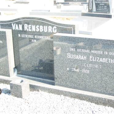 RENSBURG Susarah Elizabeth M., van 1928-