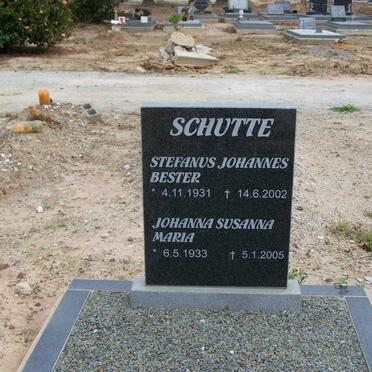 SCHUTTE Stefanus Johannes Bester 1931-2002 &amp; Johanna Susanna Maria 1933-2005