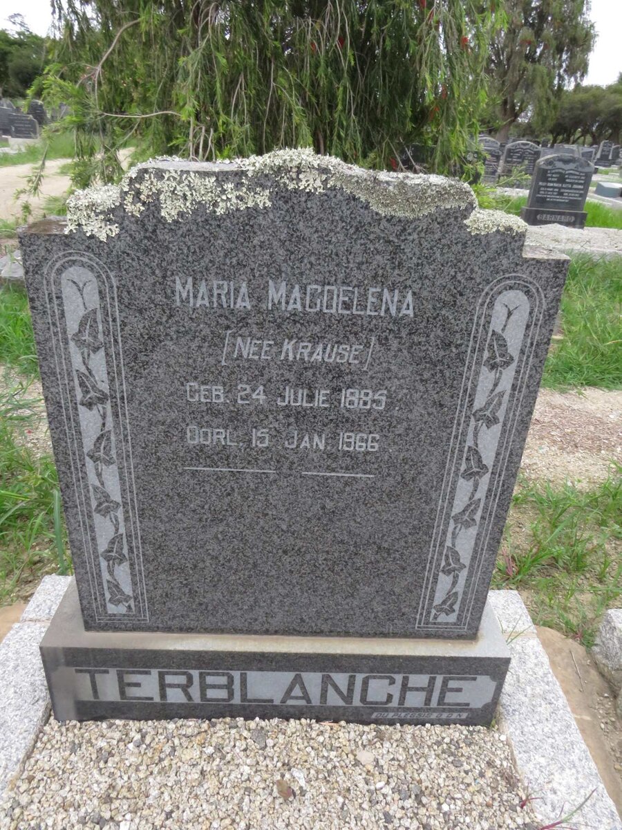 TERBLANCHE Maria Magdelena nee KRAUSE 1885-1966