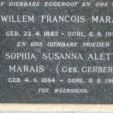 MARAIS Willem Francois 1882-1953 &amp; Sophia Susanna Aletta GERBER 1884-1969