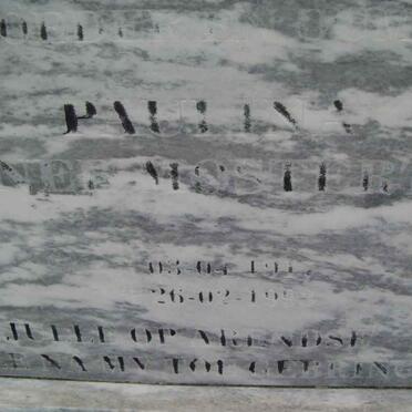 SCHARADE Paulina nee MOSTERT 1917-1993