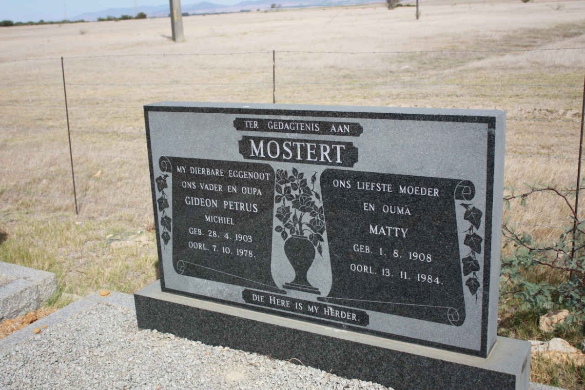 MOSTERT Gideon Petrus Michiel 1903-1978 & Matty 1908-1984