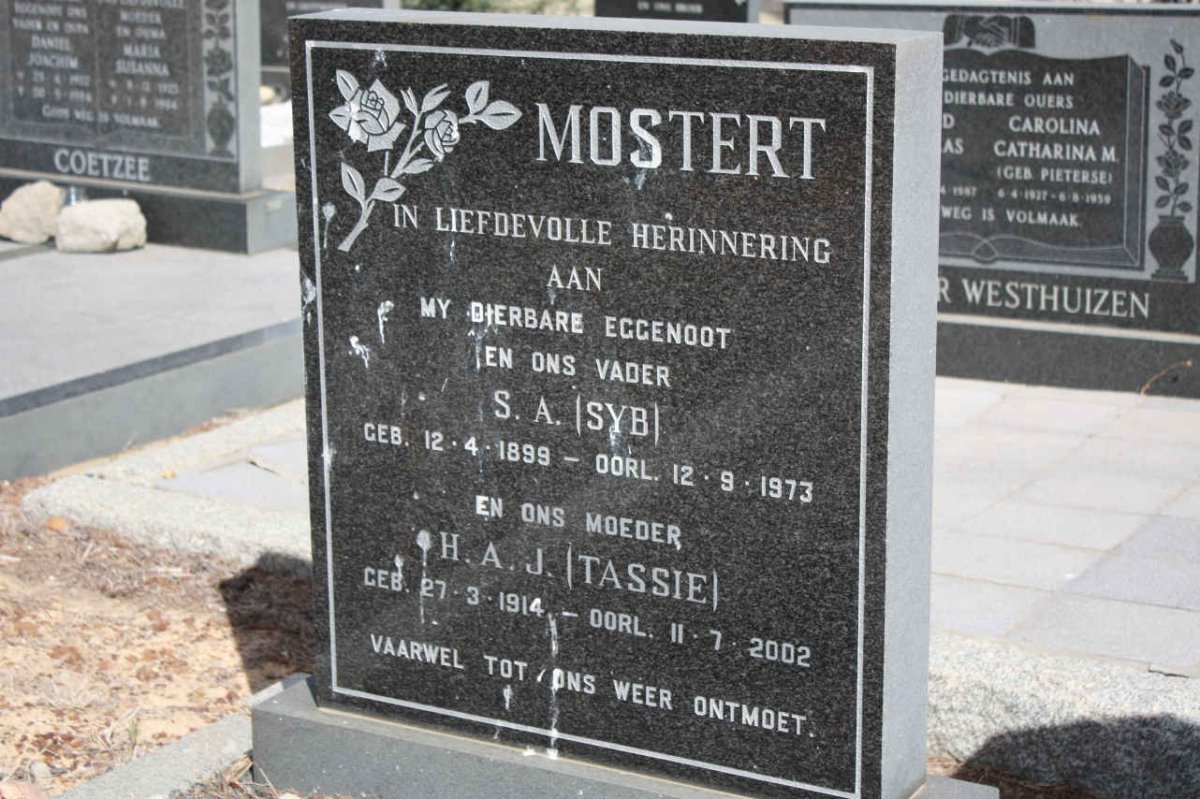 MOSTERT S.A. 1899-1973 & H. J. 1914-2002
