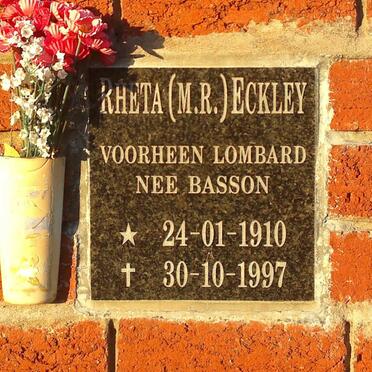 ECKLEY M.R. previously LOMBARD nee BASSON 1910-1997