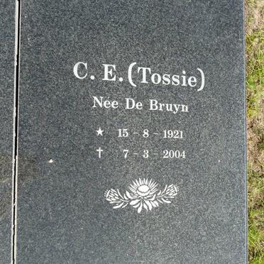 OOSTHUIZEN C.E. nee DE BRUYN 1921-2004