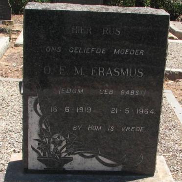 ERASMUS O.E.M. nee BABST 1919-1964