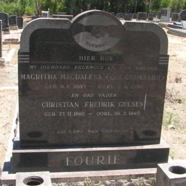 FOURIE Christian Frederik Gulsen 1882-1965 &amp; Magritha Magdalena GOUSSARD 1887-1957
