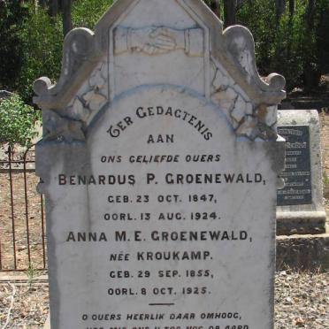 GROENEWALD Bernardus P. 1847-1924 &amp; Anna M.E. KROUKAMP 1855-1925