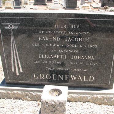 GROENEWALD Barend Jacobus 1884-1955 &amp; Elizabeth Johanna 1888-1975