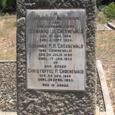 GROENEWALD Coenraad J. 1864-1938 &amp; Susanna M.M. GROENEWALD 1856-1938 :: GROENEWALD Christoffel P. 1889-1933