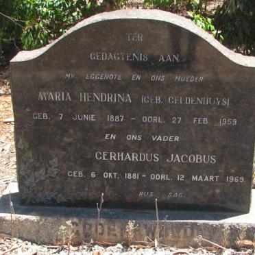 GROENEWALD Gerhardus Jacobus 1881-1969 &amp; Maria Hendrina GELDENHUYS 1887-1959