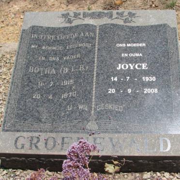 GROENEWALD B.L.B. 1915-1970 &amp; Joyce 1930-2008