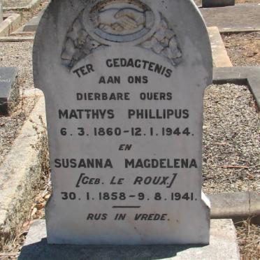HUMAN Matthys Phillipus 1860-1944 &amp; Susanna Magdelena LE ROUX 1858-1941