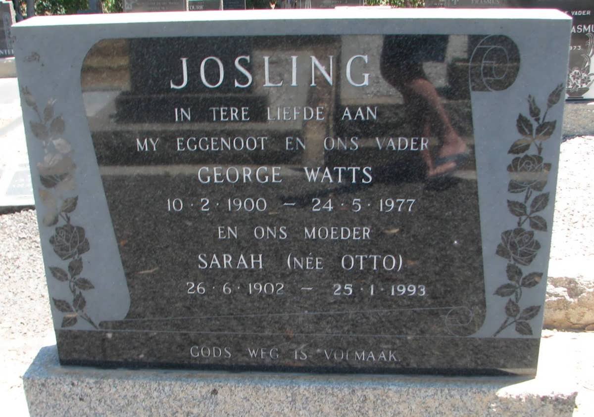 JOSLING George Watts 1900-1977 & Sarah OTTO 1902-1993