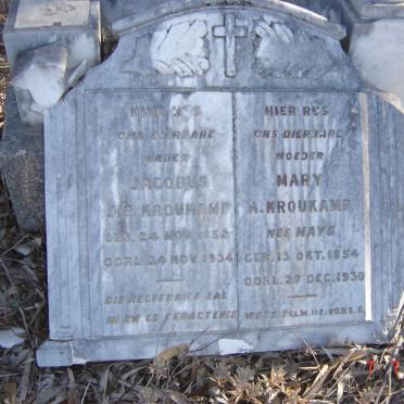 KROUKAMP Jacobus J.P. 1852-1934 &amp; Mary A. MAYS 1854-1930