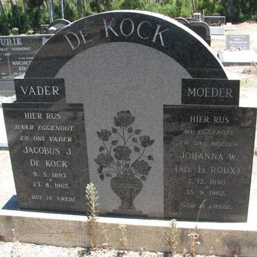 KOCK Jacobus J., de 1893-1965 &amp; Johanna W. LE ROUX 1890-1962