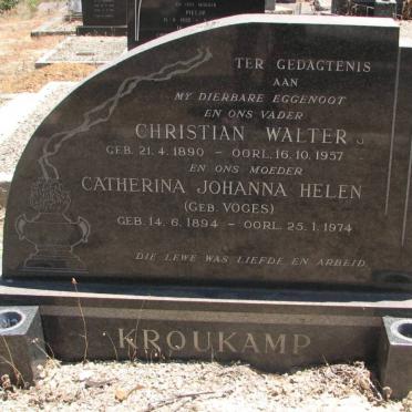 KROUKAMP Christian Walter 1890-1957 &amp; Catherina Johanna Helen VOGES 1894-1974