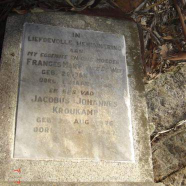 KROUKAMP Jacobus Johannes 1876-1947 &amp; Frances Mary DE WET 1879-1940