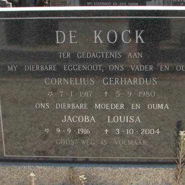 KOCK Cornelius Gerhardus, de 1917-1980 &amp; Jacoba Louisa 1916-2004