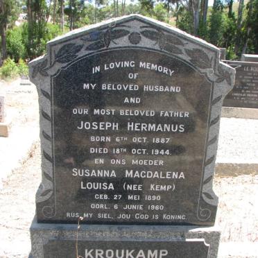 KROUKAMP Joseph Hermanus 1887-1944 &amp; Susanna Magdalena Louisa KEMP 1890-1960