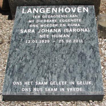 LANGENHOVEN Sara Johanna nee HUMAN 1929-2011