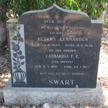 SWART Petrus Gerhardus 1893-1958 &amp; Catharina F.E. GREEVE 1895-1977