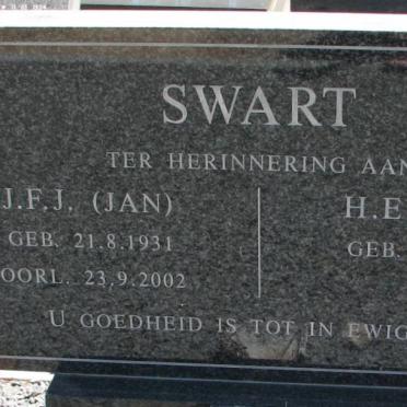 SWART J.F.J. 1931-2002 &amp; H.E. 1938-
