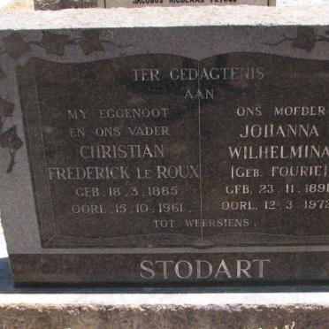 STODART Christian Frederick Le Roux 1885-1961 &amp; Johanna Wilhelmina FOURIE 1891-1972