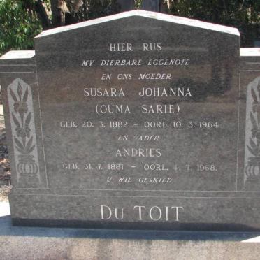 TOIT Andries, du 1881-1968 &amp; Susara Johanna 1882-1964