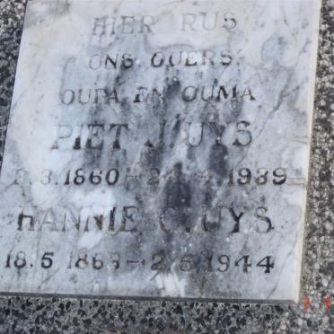 UYS Piet J. 1860-1939 &amp; Hannie C. 1863-1944