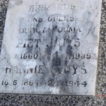UYS Piet J. 1860-1939 &amp; Hannie C. 1863-1944