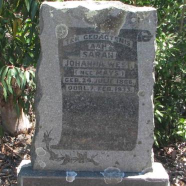 WEST Sarah Johanna nee MAYS 1866-1933