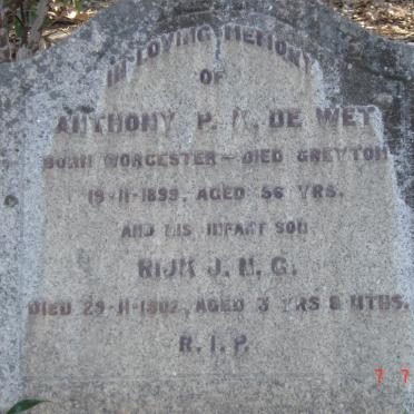 WET Anthony P.K., de -1899, DE WET Rijk J.M.G. -1902