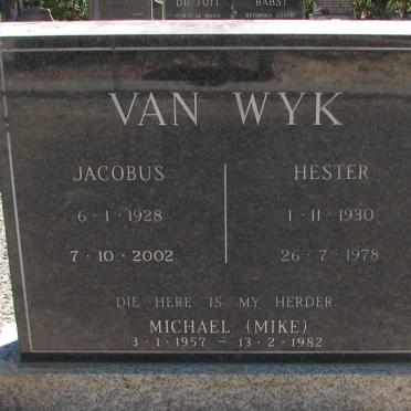 WYK Jacobus, van 1928-2002 &amp; Hester 1930-1978