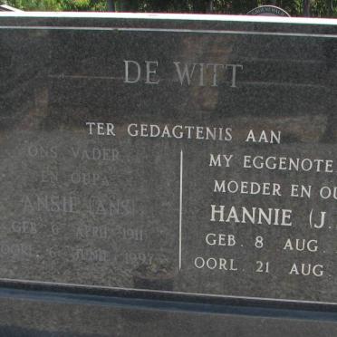 WITT Ansie, de 1911-1997 &amp; J.S.P. 1910-1990