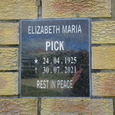 PICK Elizabeth Maria 1925-2021