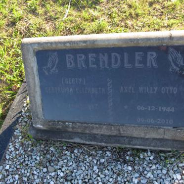 BRENDLER Axel Willy Otto 1944-2010 &amp; Gertruida Elizabeth 1937-