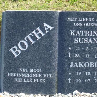 BOTHA Jakobus 1917-2005 &amp; Katrina Susan 1931-1999