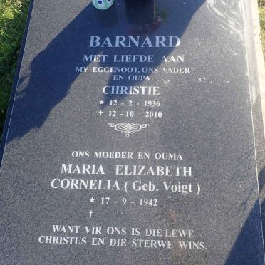 BARNARD Christie 1936-2010 &amp; Maria Elizabeth Cornelia VOIGT 1942-