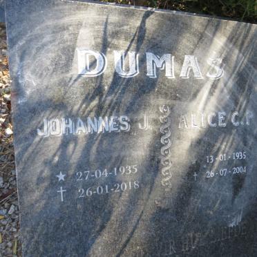 DUMAS Johannes Jacobus 1935-2018 &amp; Alice C.P. 1935-2004
