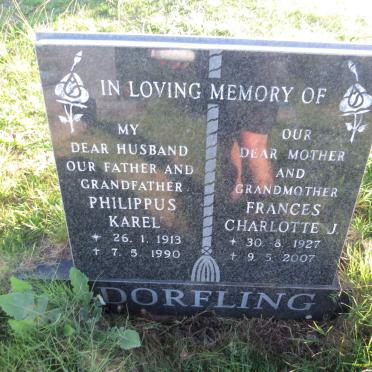 DORFLING Philippus Karel 1913-1990 &amp; Frances Charlotte J. 1927-2007