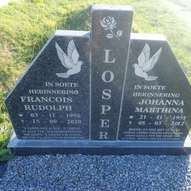 LOSPER Francois Rudolph 1956-2020 &amp; Johanna Marthina 1951-2012