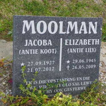 MOOLMAN Jacoba 1927-2012 :: MOOLMAN Elizabeth 1945-2009